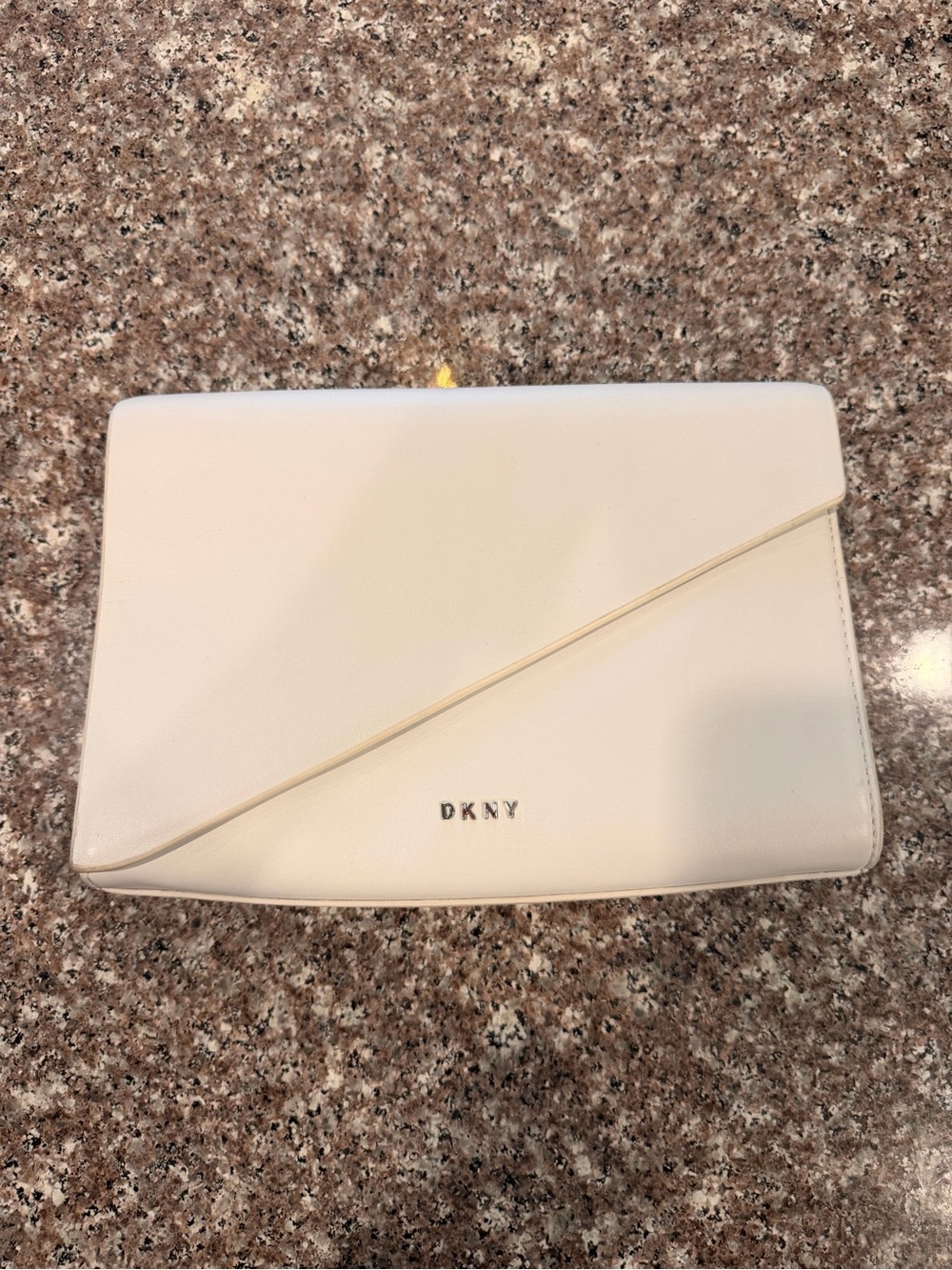DKNY Cream Envelope Leather Clutch